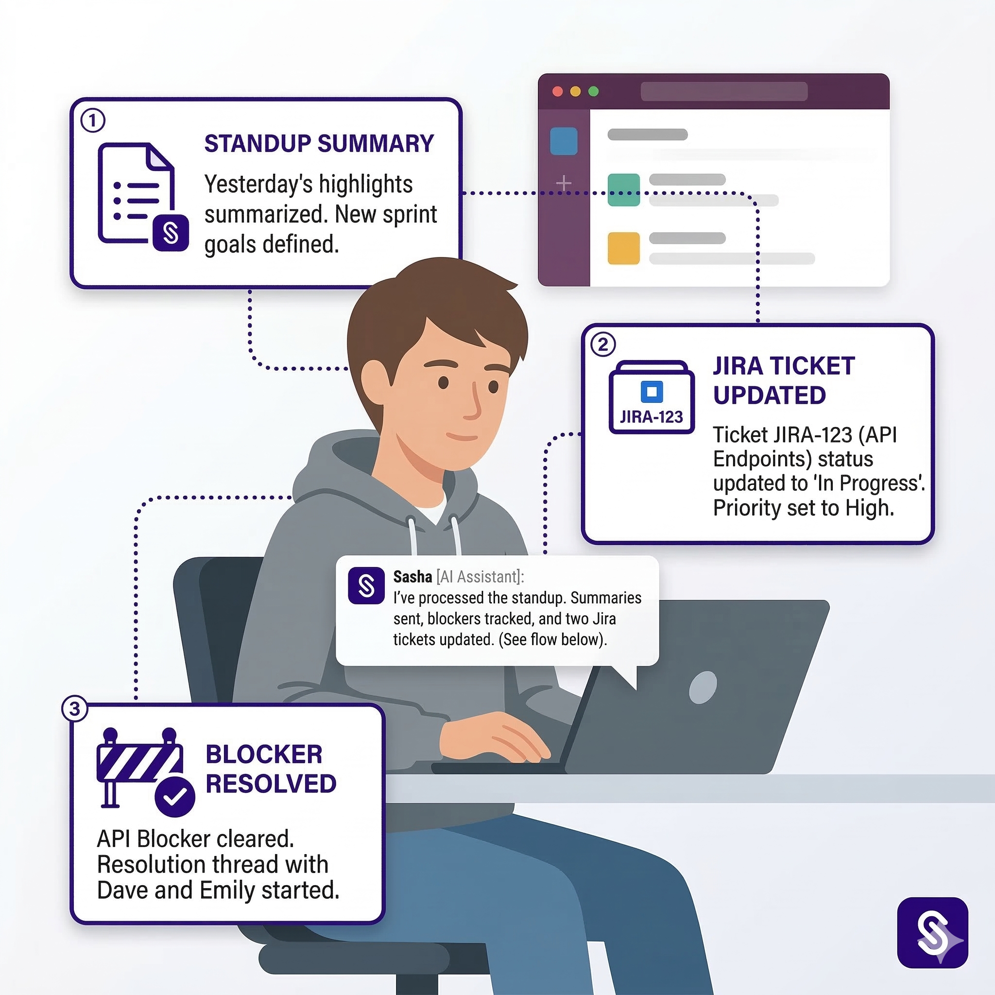 Agile Project Manager using AI assistant for team coordination